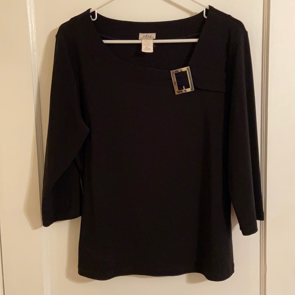 Black Blouse with buckle accent